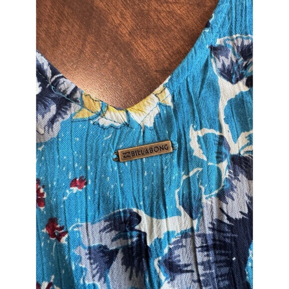 Billabong Floral Kimono Cardigan Cover Up Turquoise Bohemian Flowy - Picture 12 of 13